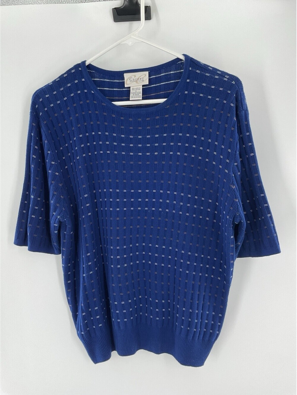 Career Essentials Women’s L Sweater Blue Tight Knit 103